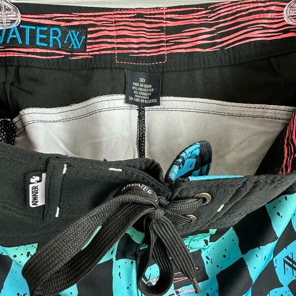 Atwater Checks Men’s 30 Board Shorts Stretch Cinch Fly Side Pocket - Picture 3 of 10